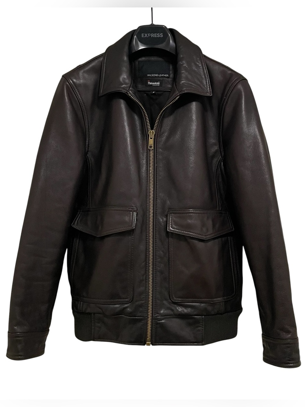 Wilsons Leather Men’s M Chocolate Brown Leather Thinsulate Bomber Jacket